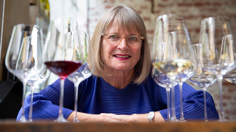 Portrait of Jancis Robinson, a renowned global wine critic.